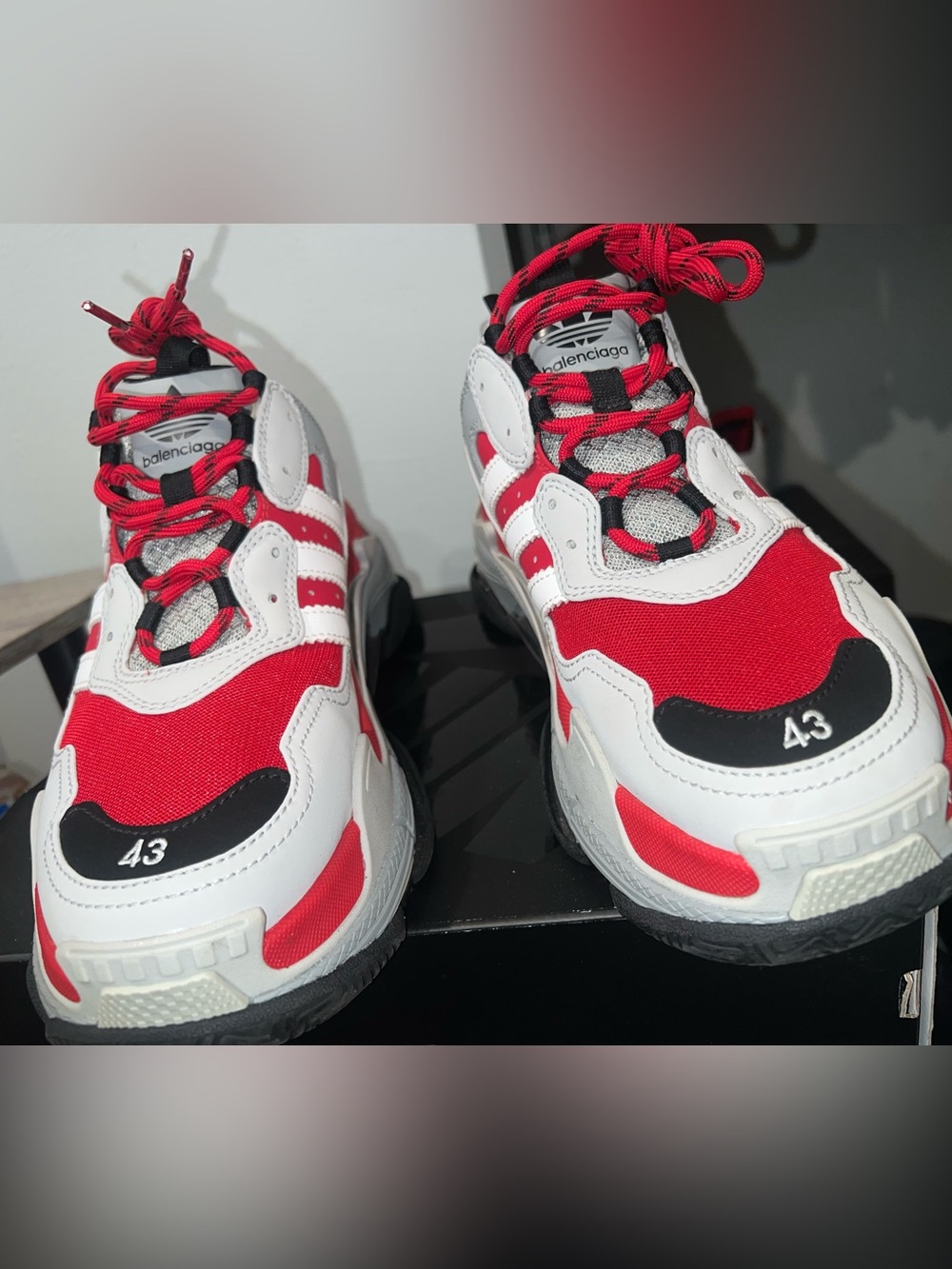 Adidas x Balenciaga Red White & Black Triple S Sneakers